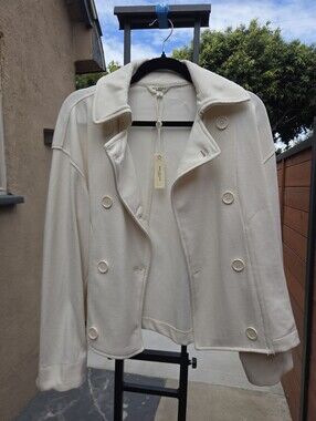 Max Studio Cream Collared Top, Size (S)